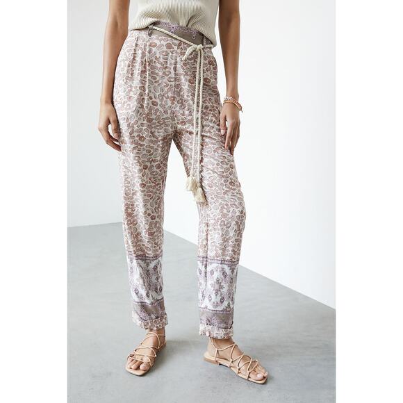 Anthropologie Ollari Tasseled Tapered Pants Paisley Mauve Women’s Size XS - Picture 11 of 13